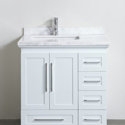 Accanto Contemporary 30 inch White Finish Bathroom Vanity Marble Countertop - Bathroom Vanities And Sink Consoles