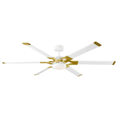 Monte Carlo Loft 62" Ceiling Fan With LED Matte White/Brnshd Brass