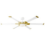 Monte Carlo - Monte Carlo Loft 62" Ceiling Fan With LED Matte White/Brnshd Brass - This 62" Ceiling Fan w/LED from Monte Carlo has a finish of Matte White / Burnished Brass and fits in well with any Transitional style decor.