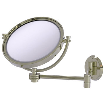 8" Wall-Mount Extending Dotted Makeup Mirror 5X Magnification, Polished Nickel