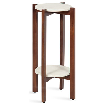 Moxley Round Wood Accent Table, Walnut Brown 12x12x24