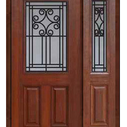 Prehung Sidelite Door 80 Fiberglass Novara 1/2 Lite GBG Glass - Front Doors