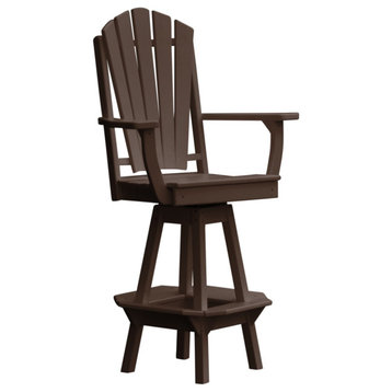 Poly Lumber Adirondack Swivel Bar Chair with Arms, Tudor Brown