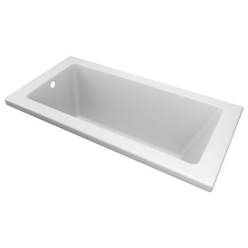 CHI White Acrylic Extra Deep Drop-In Bathtub End Drain by Valley Acrylic, White,