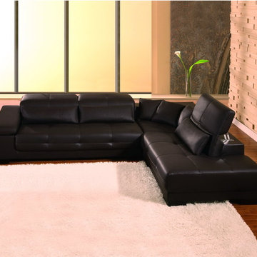 Modern Bella Brown Top Grain Leather Sectional Sofa