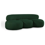 Meridian Furniture - Venti Black Boucle Fabric Upholstered Set, Green, Sofa - Discover timeless beauty with this Venti boucle fabric living room sofa that's designed to elevate your interior space. This exceptionally crafted art-deco-inspired chair is part of the Venti collection and boasts an alluring curved shape to add elegance and refinement to your room. Upholstered in rich green boucle fabric, the sofa has a plush texture that's oh-so-cozy against the skin. The art deco styling makes it a real statement piece, whether you place it in your living room, home office, or your favorite reading nook.