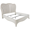 London Place Eastern King Velvet Panel Bed - Creamy Pearl