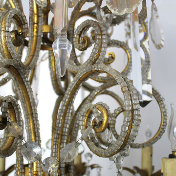 20th Century Large Macaroni Beaded French Style Chandelier with Sixteen-Light