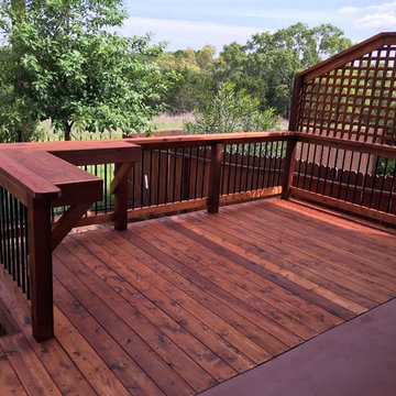 Cedar Deck with a Lattice Privacy Fence and Mini Arbor - San Antonio, TX
