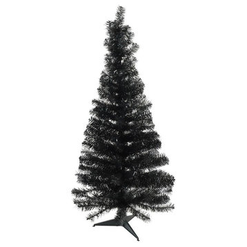 4'x24" Slim Tinsel Artificial Christmas Tree, Unlit, Black