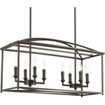 Progress Lighting - 8-Light Island Chandelier, Antique Bronze - This eight-light chandelier features soaring arches and candle chaser accents. It has a simple vertical structure with an open arching roof and center inspired by classic shaker design.