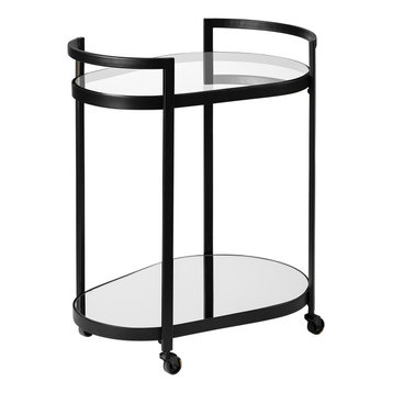 Eleonore Black Metal Frame Two-Tier WithGlass Shelves Bar Cart