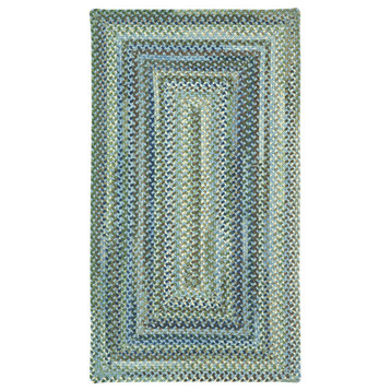 Manchester Concentric Braided Rectangle Rug, Light Blue, 8'x11'