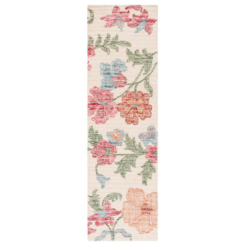 Safavieh Jardin Jar155A Tropical, Floral/Country Rug, Ivory/Red, 2'3"x8'