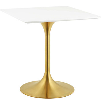Halstead Square Dining Table - Gold White, 27.5 Inches
