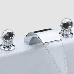 Contemporary Widespread Bathroom Sink Faucet Crystal Handles T6013 - Bathroom Sink Faucets