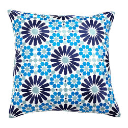 BLUE IZNIK PILLOW COVER &ndash; FLORAL - Decorative Pillows