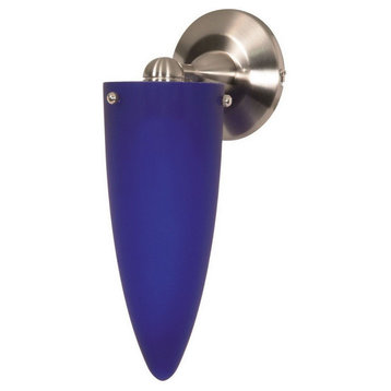 Nuvo Lighting Signature Wall, Brushed Nickel/Cobalt Blue Cone Glass
