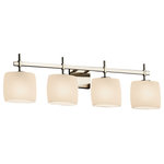 Justice Design Group - Fusion Union 4-Light Bath Bar, Oval, Brushed Nickel, Opal Shade - Fusion - Union 4-Light Bath Bar - Oval - Brushed Nickel Finish - Opal Shade - Incandescent