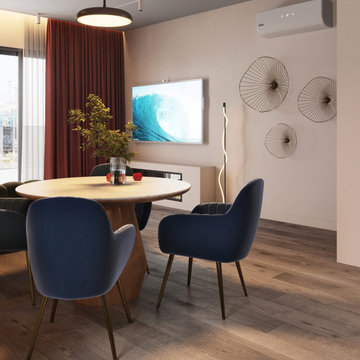 Open-Plan Living and Dining Area in a Japandi Apartment, Limassol