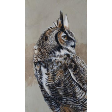 Tile Mural Great Horned Owl-TI By Terry Isaac