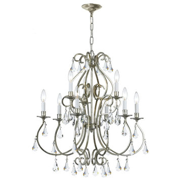 Ashton 9-Light 31" Traditional Chandelier in Olde Silver with Clear Hand Cut C