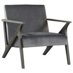 Lexiconhome.com - Ride Accent Chair, Gray - Modern lines with a hint of retro inspiration create the bold look of the Ride Collection. Gray velvet covered seating lends soft contrast to the dark espresso finished wood frame of the accent chair. Available in navy velvet and gray velvet.