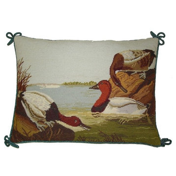 Swimming Ducks Needlepoint Pillow
