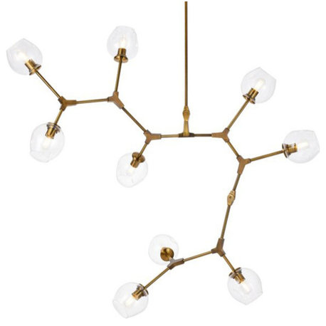 Elegant Lighting 1712G79 Cavoli 9 Light 79"W Abstract Chandelier - Brass