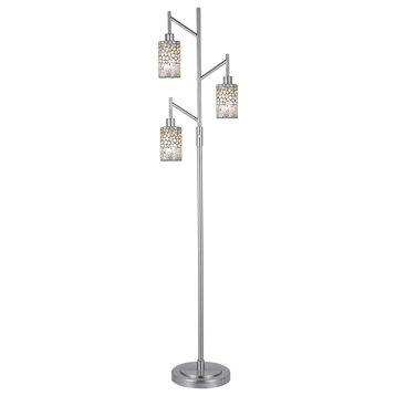 Evelyn 3 Light Floor Lamp, Satin Nickel