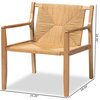 Tropical Accent Chair, Oak Frame With Synthetic Yarn Seat and Square Arms, Beige