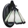 Zilo Wall Sconce, Matte Black, 7" Pearl and Black Flair Tiffany Glass
