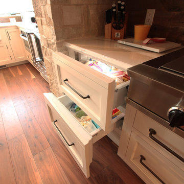 Paneled Subzero Refrigerator Drawers with Inset Look