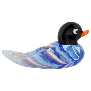 GlassOfVenice Murano Glass Swimming Duck - Blue