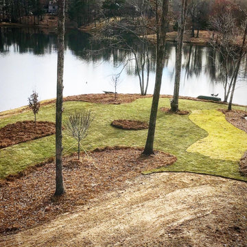 Pondless Water Feature/Flagstone Patio and Fire Pit/Mossrock Seating Wall