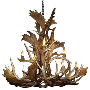 Real Shed Antler Fallow/Mule Deer Chandelier, No Shades