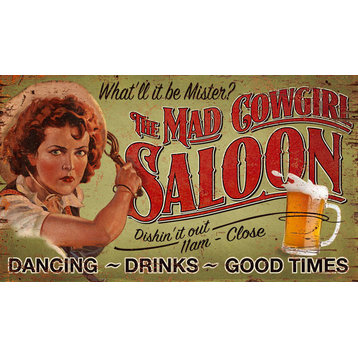 Mad Cowgirl Vintage Wooden Sign, 15"x26"