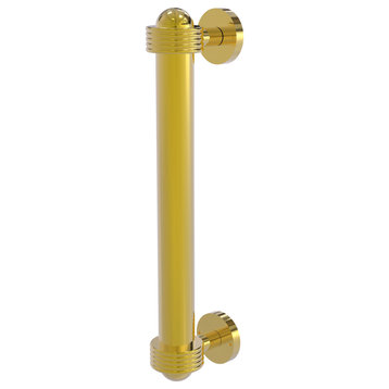 8" Door Pull With Groovy Accents, Polished Brass