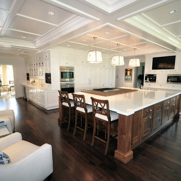 Signature Kitchen with custom made hardware, hand painted with high gloss paint.