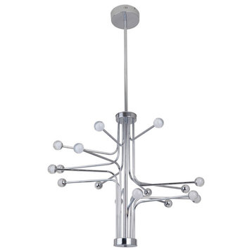 Craftmade Solis 16 Arm LED Chandelier, Chrome w/Frosted Inside/Clear Outside