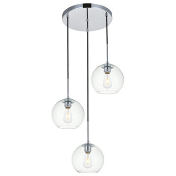 Baxter 8 Inch 3-Light Pendant With Clear Glass
