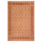 Bareens Designer Rugs - Classic Ziegler Lucile Brown Rust Hand-Knotted Wool Rug - 8'2'' x 9'10'' - Enhance the ambiance of your home with this magnificent Persian-influenced Turkish hand-knotted rug made by skilled artisans capable of creating the most exceptional vegetable dyes and hand-spun wool. This exquisite handmade rug is a one-of-a-kind Peshawar Kafkaz, otherwise identified as Chobi, Chobi Peshawar, Oushak, or Ziegler rug. These handmade rugs are crafted in Pakistan utilizing superior-quality wool imported from Australia, New Zealand, and Korea in two types of weaves: the Persian weave and the Mori weave. This rug is meticulously crafted by hand using the finest natural vegetable dyes extracted from local plants. The artisans use a blend of hand-spun local and fine merino wool, resulting in a rug with a compelling texture, higher lanolin content, and longer staple. The artisans occasionally incorporate natural or artificial silk into the pile to enhance specific motifs. The finished product is an awe-inspiring execution of flawless design and an understated palette that exudes elegance.