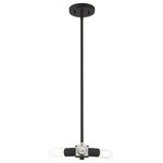 Livex Lighting - Livex Lighting Black 3-Light Mini Chandelier - Exposed bulb sockets are fixed over black with brushed nickel accent to create an eclectic look perfect for mid century modern or transitional spaces wanting an industrial touch.