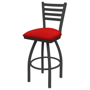 410 Jackie 36 Swivel Bar Stool with Pewter Finish and Canter Red Seat