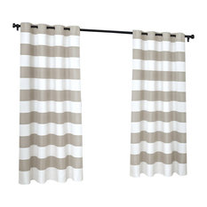 Cabana Stripe Grommet Top Curtain Panels, 54" X 96", Cloud Grey, Set of 2