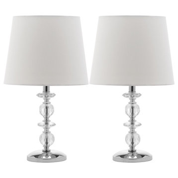 Safavieh Derry Stacked Crystal Orb Lamps, Set of 2, Clear/White Shade