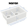Karran All, One Farmhouse Quartz 34" Double Bowl Sink, White With Faucet