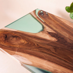 Epoxy Resin Walnut Table - Glass Virtuoso Island Table - Island - Dining Tables