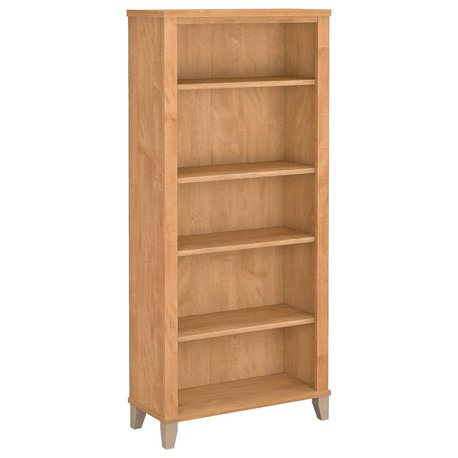 5-Shelf Bookcase, Maple Cross Display Cabinet for Library, Living Room, Office