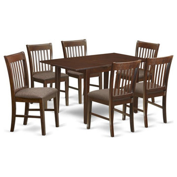 East West Furniture Picasso 7-piece Dining Set with Cushion Seat in Mahogany